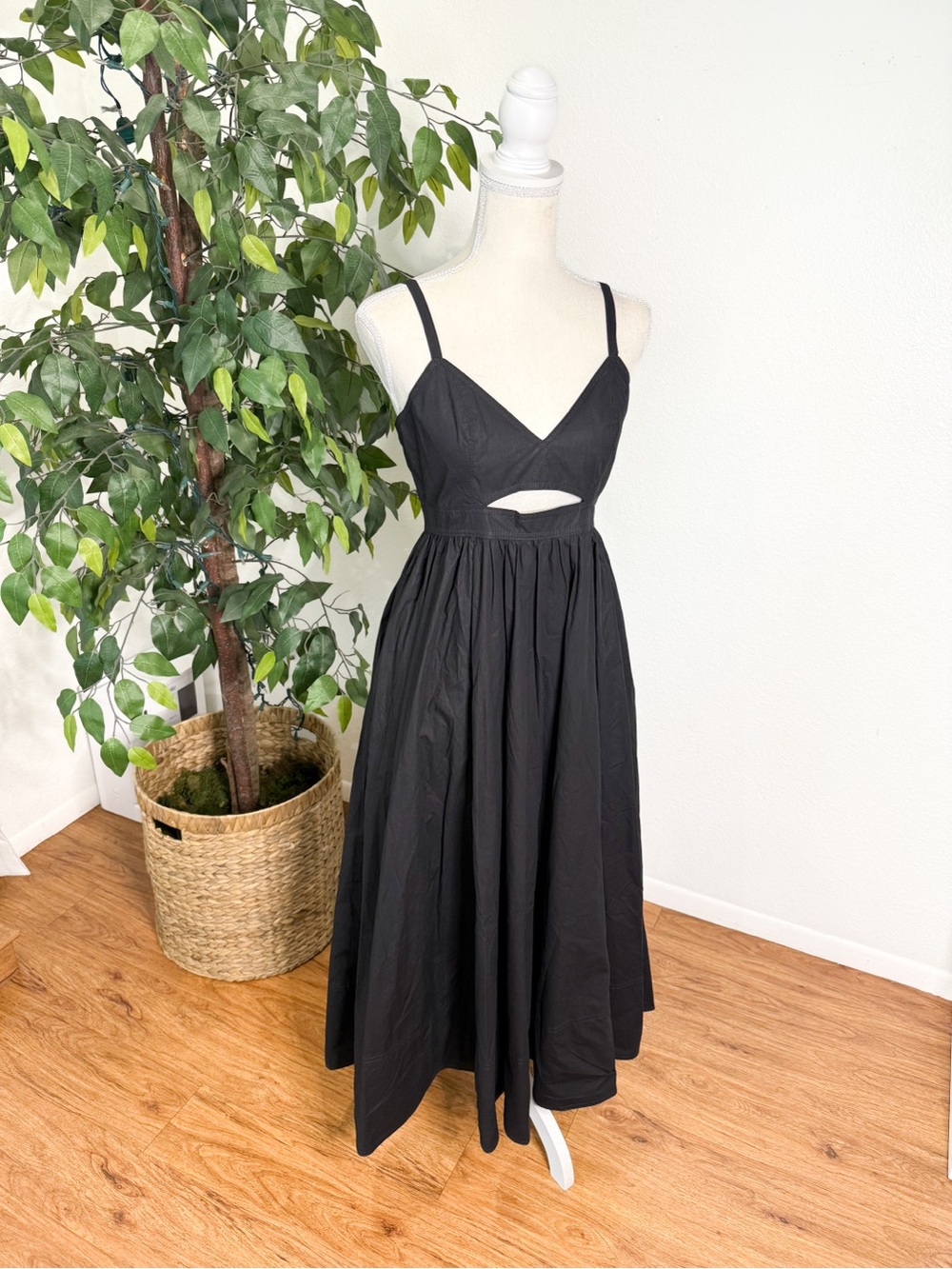 NWT Banana Republic Black Cotton Maxi Dress Size 2 - Picture 3 of 13